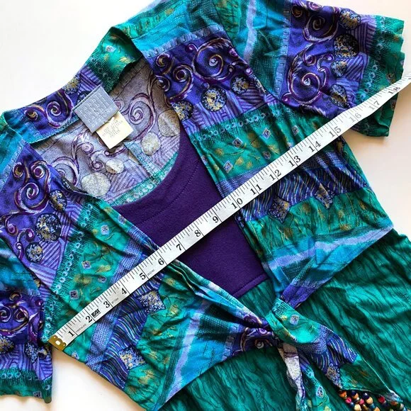 Vintage Rabbit Designs Dress Size 2P Made In USA Shoulder Pads Maxi Dress Green - Picture 3 of 9